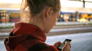 Girl looking at her phone.